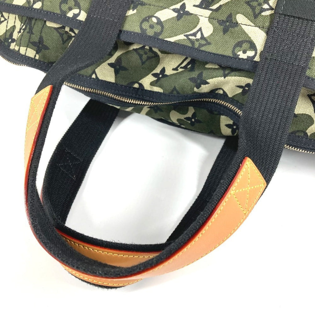 Louis Vuitton Black Green Leather Canvas Boston Bag Shoulder Bag Tote Bag