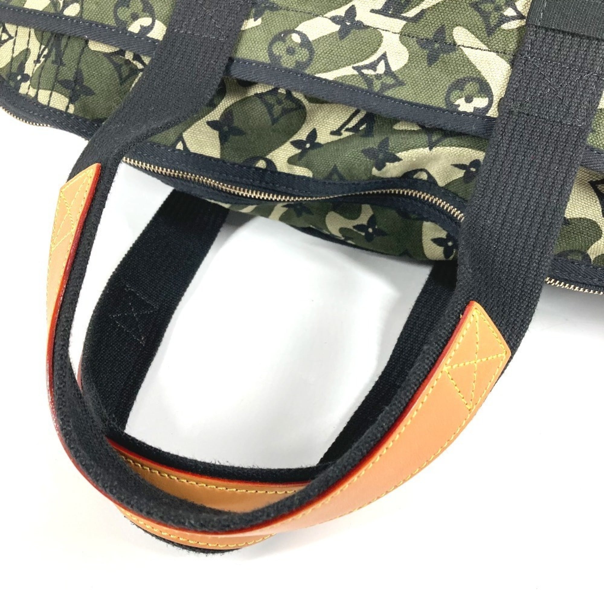 Louis Vuitton Black Green Leather Canvas Boston Bag Shoulder Bag Tote Bag