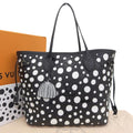 Louis Vuitton Black White Leather Tote Bag