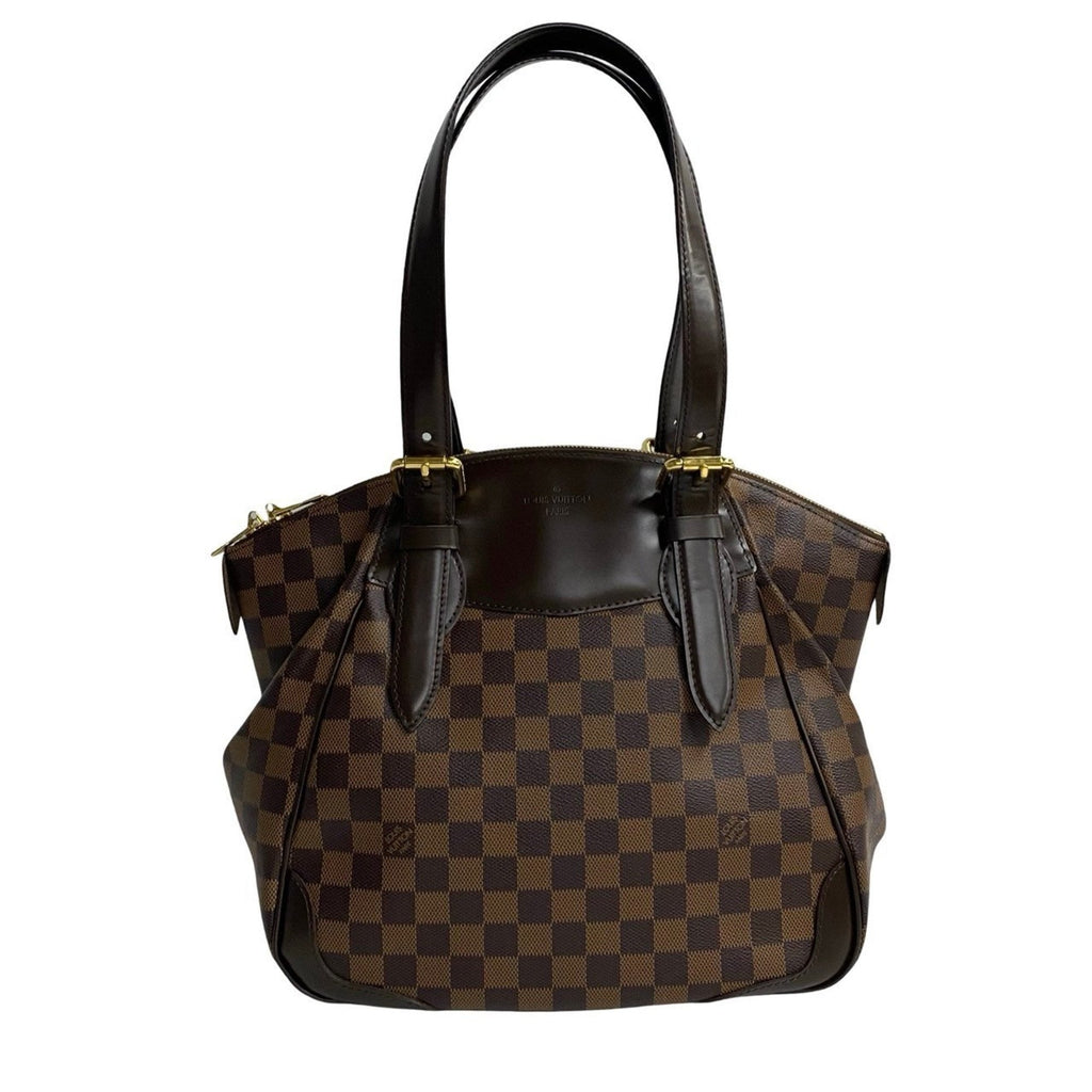 Louis Vuitton Brown Leather Pvc Handbag Tote Bag