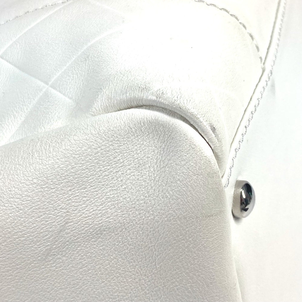 Chanel White Leather Boston Bag
