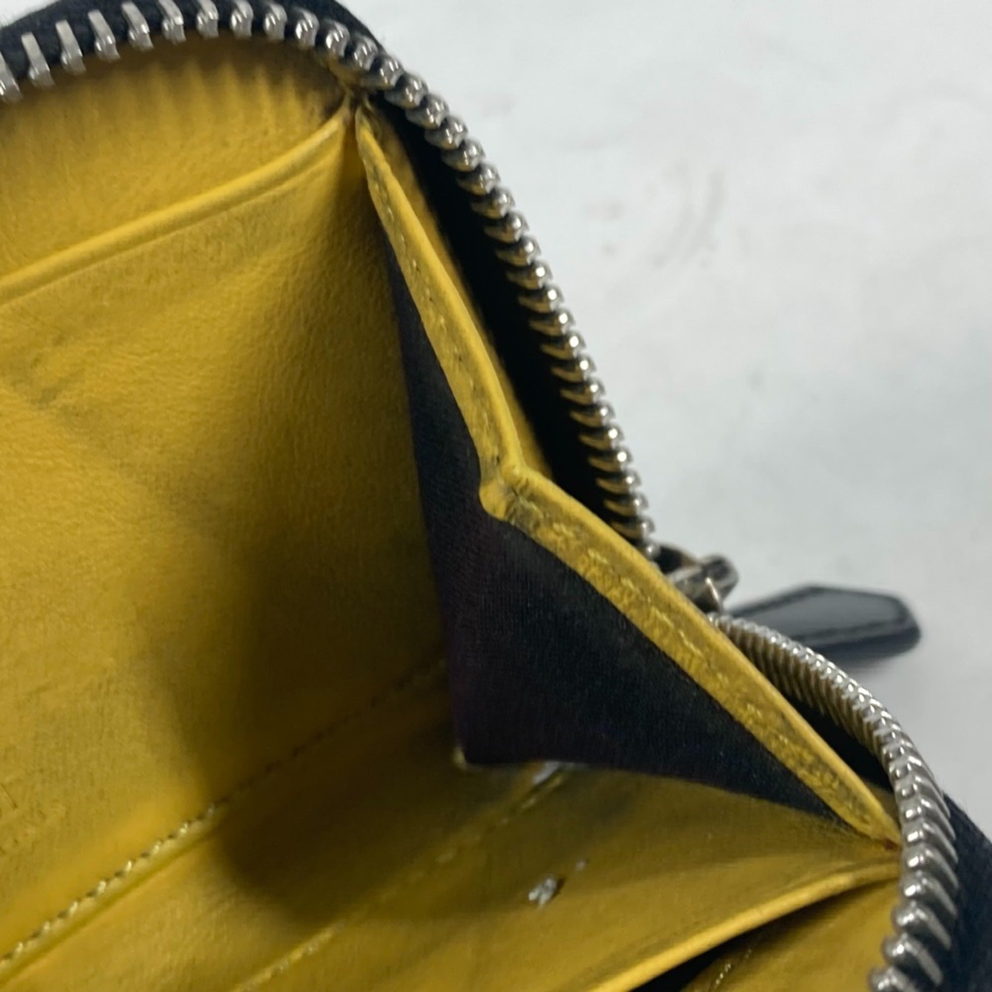 Fendi Black Yellow Leather Coin Purse/Coin Case