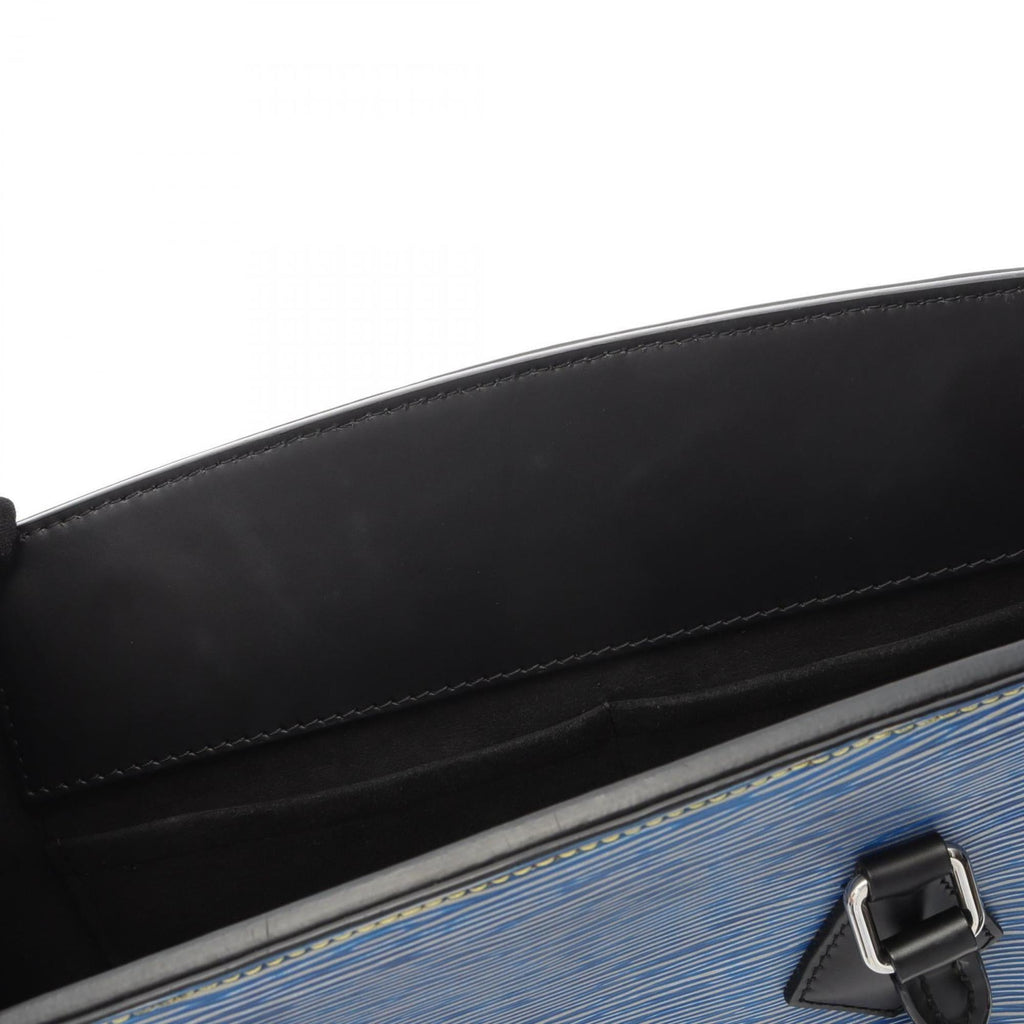 Louis Vuitton Black Blue Leather Tote Bag
