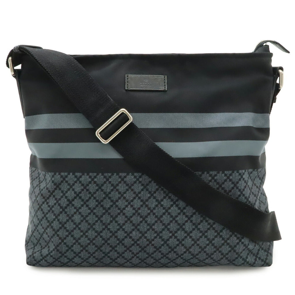 Gucci Black Gray Nylon Leather Shoulder Bag (Pre-Owned)