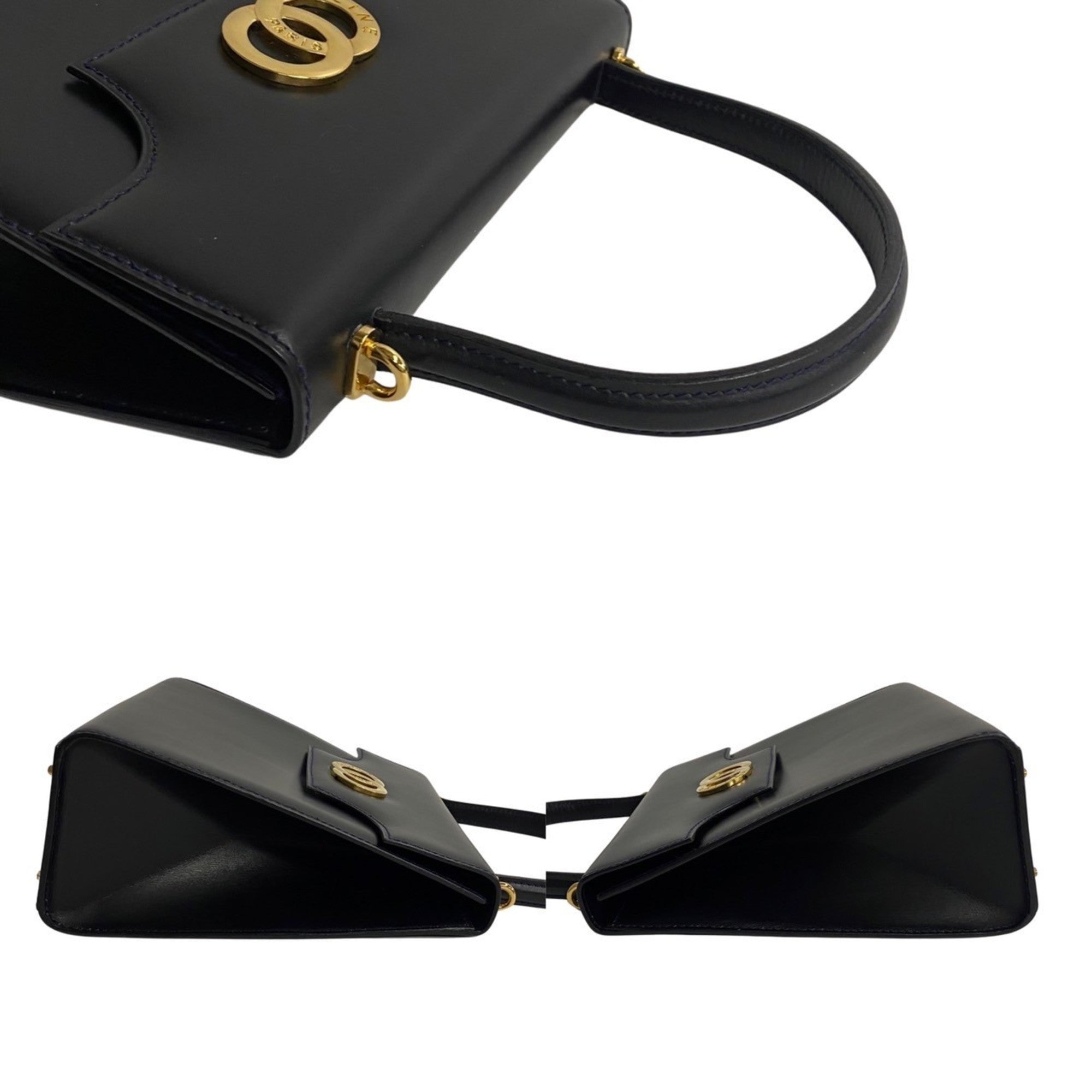 Celine Navy Leather Handbag Shoulder Bag Tote Bag