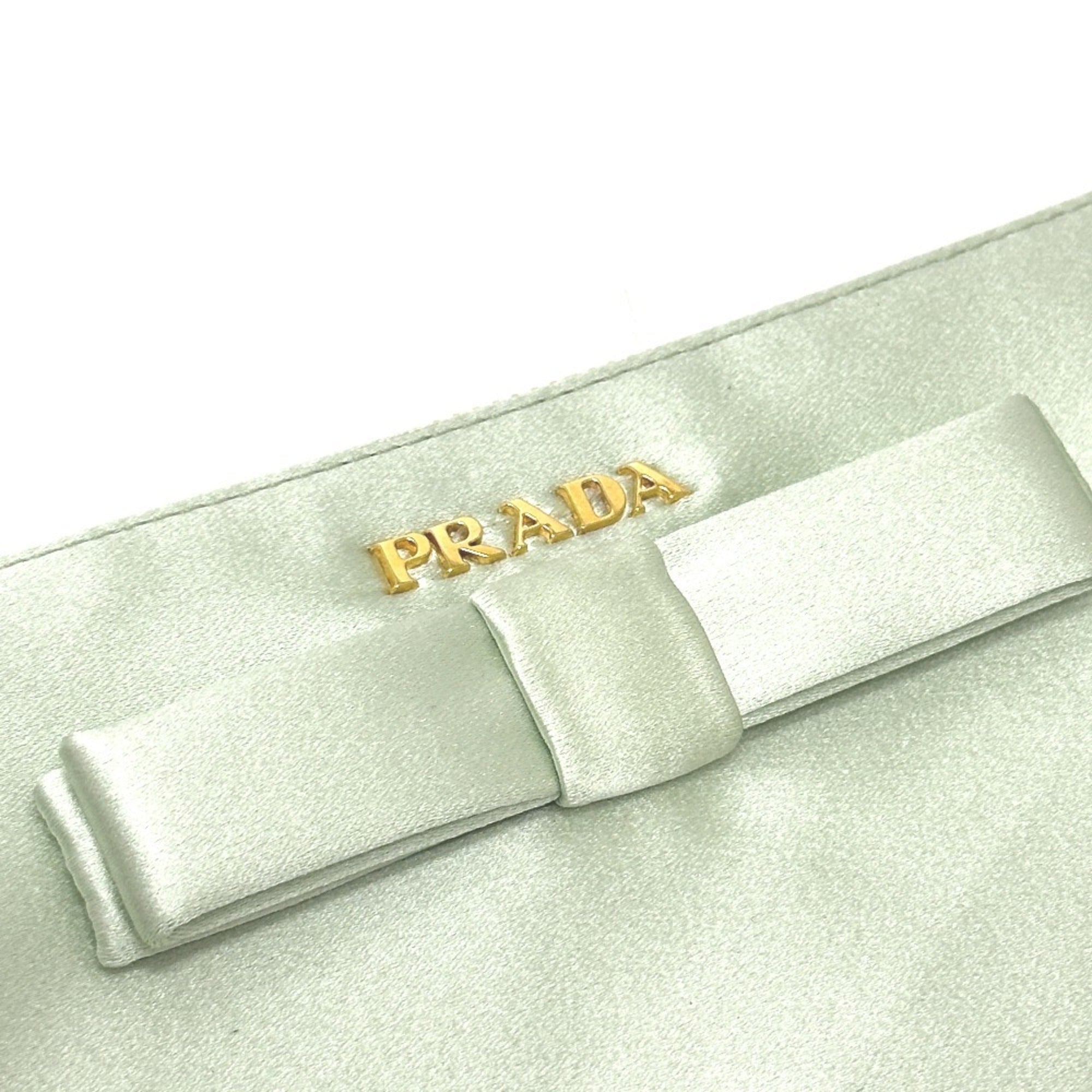 Prada Green Satin Clutch Bag