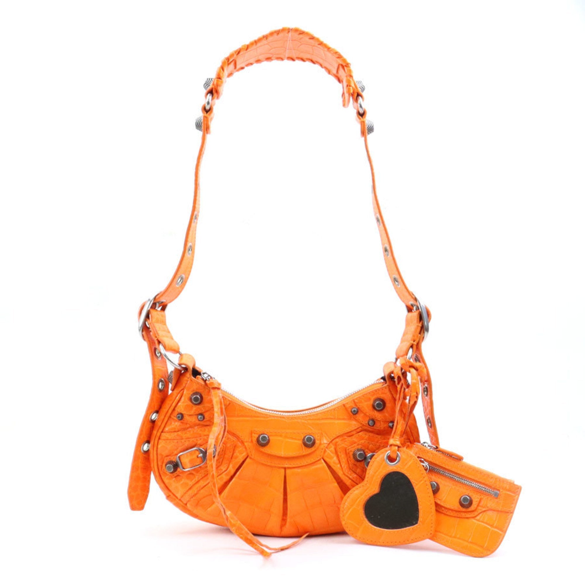 Balenciaga Orange Leather Pouch Shoulder