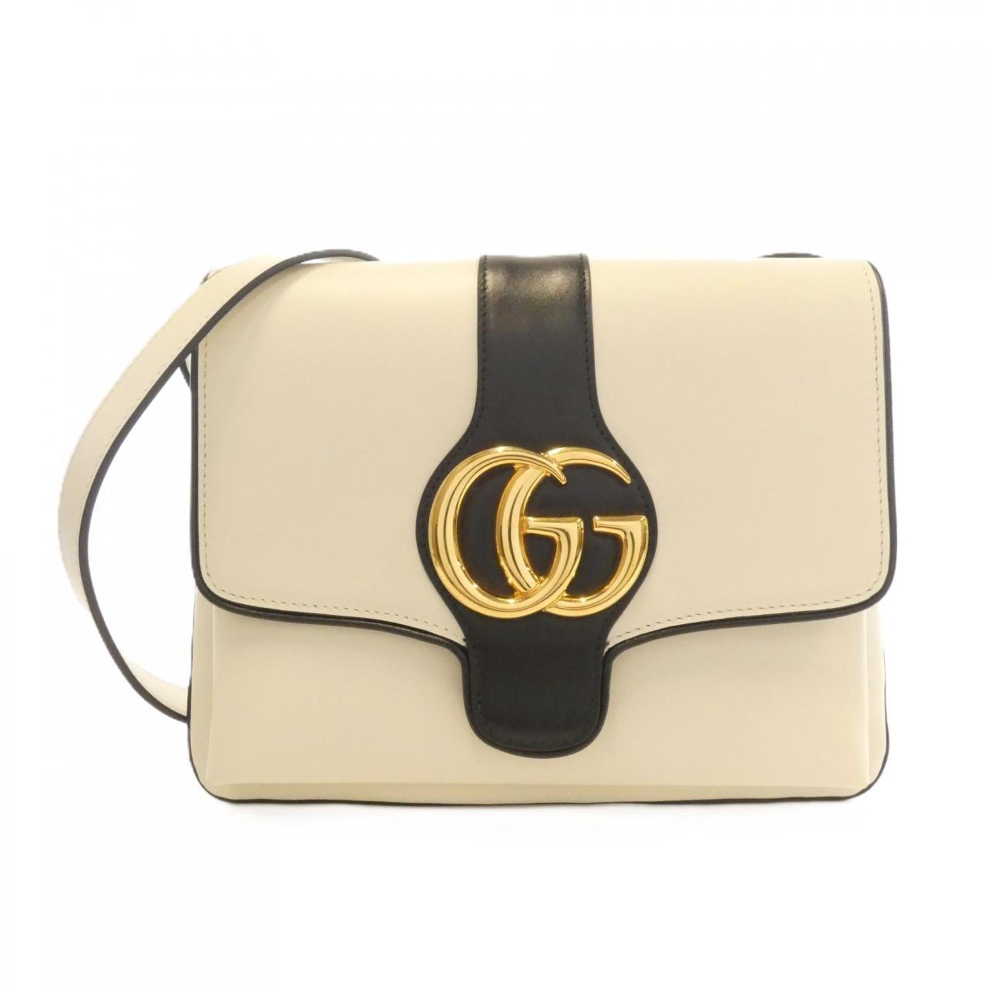 Gucci Black White Leather Shoulder Bag (Pre-Owned)
