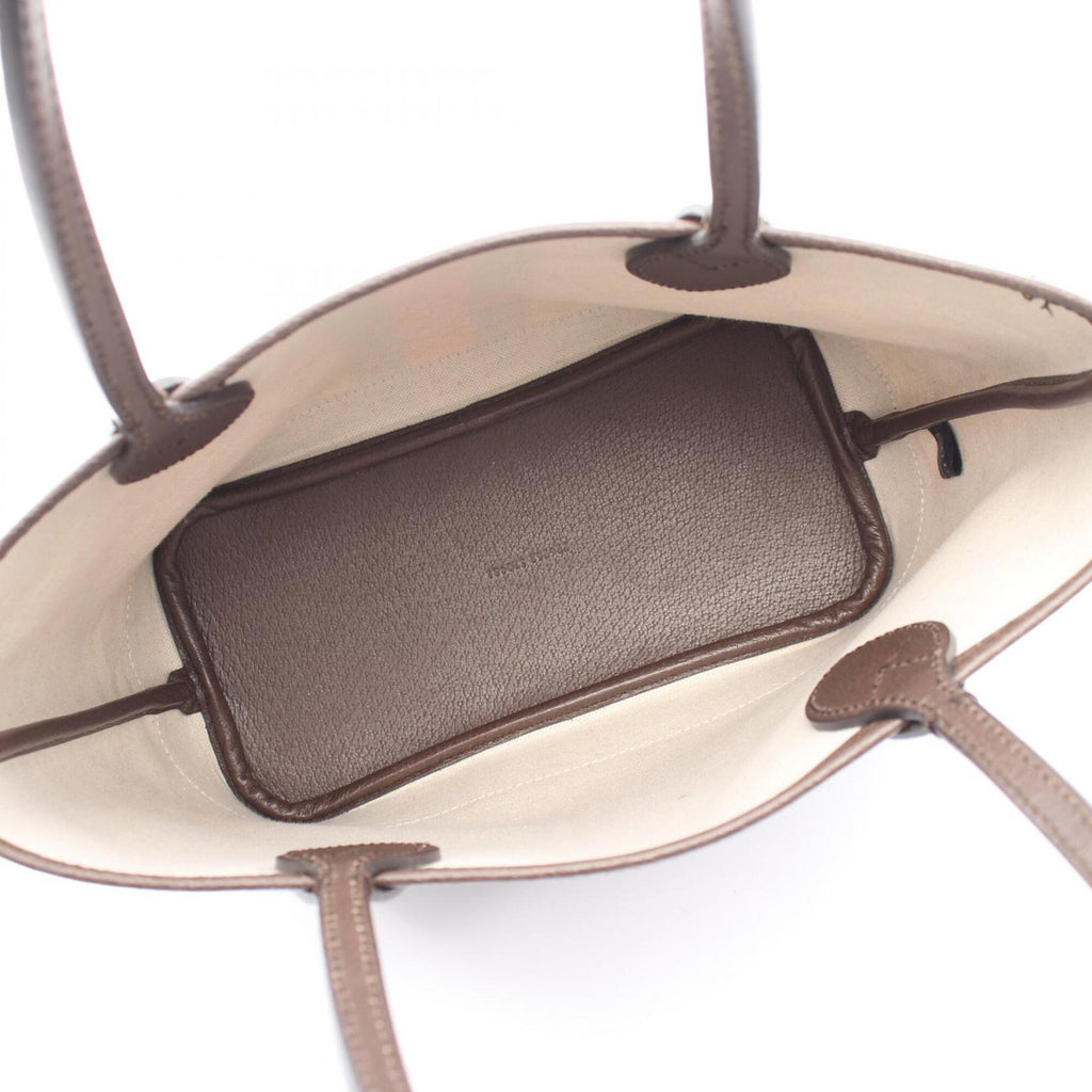 Gucci Beige Brown Coated Canvas Leather Handbag Tote Bag (Pre-Owned)
