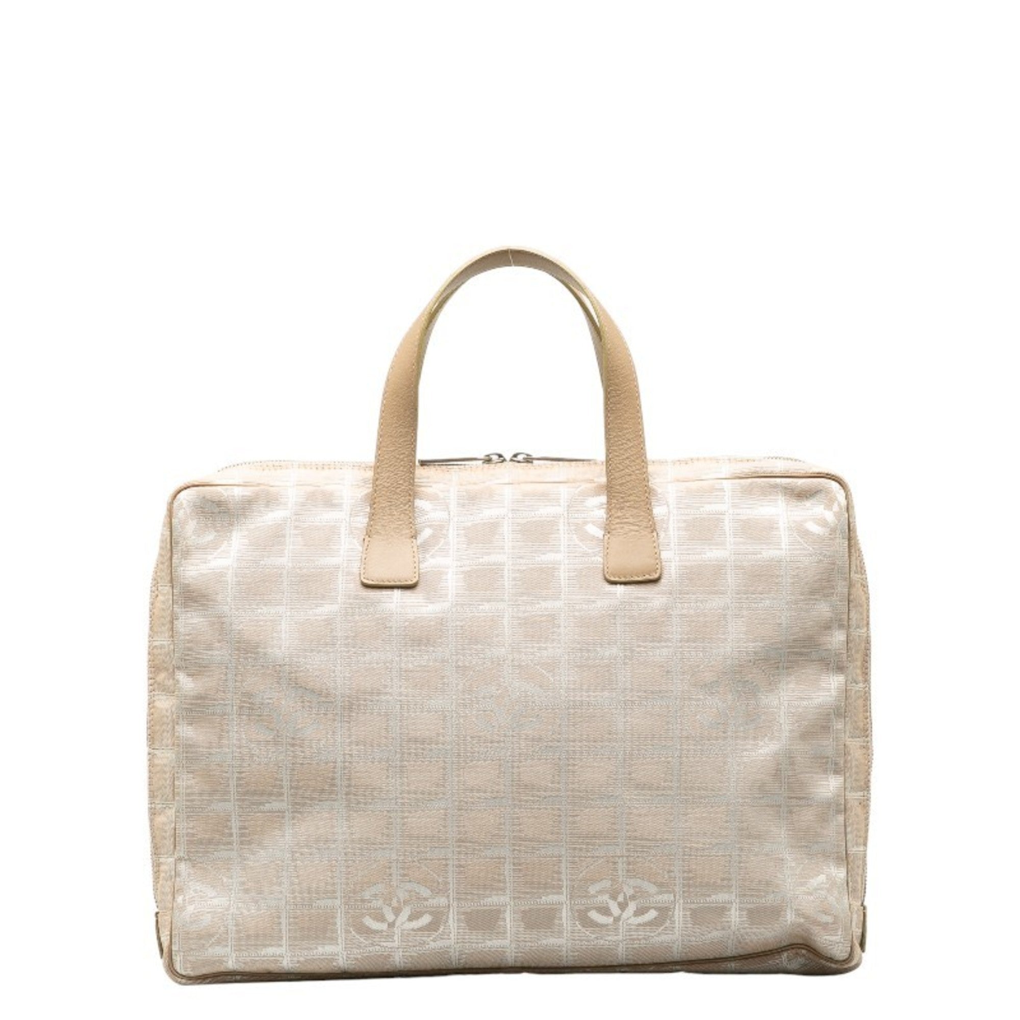 Chanel Beige Canvas Leather Briefcase Handbag
