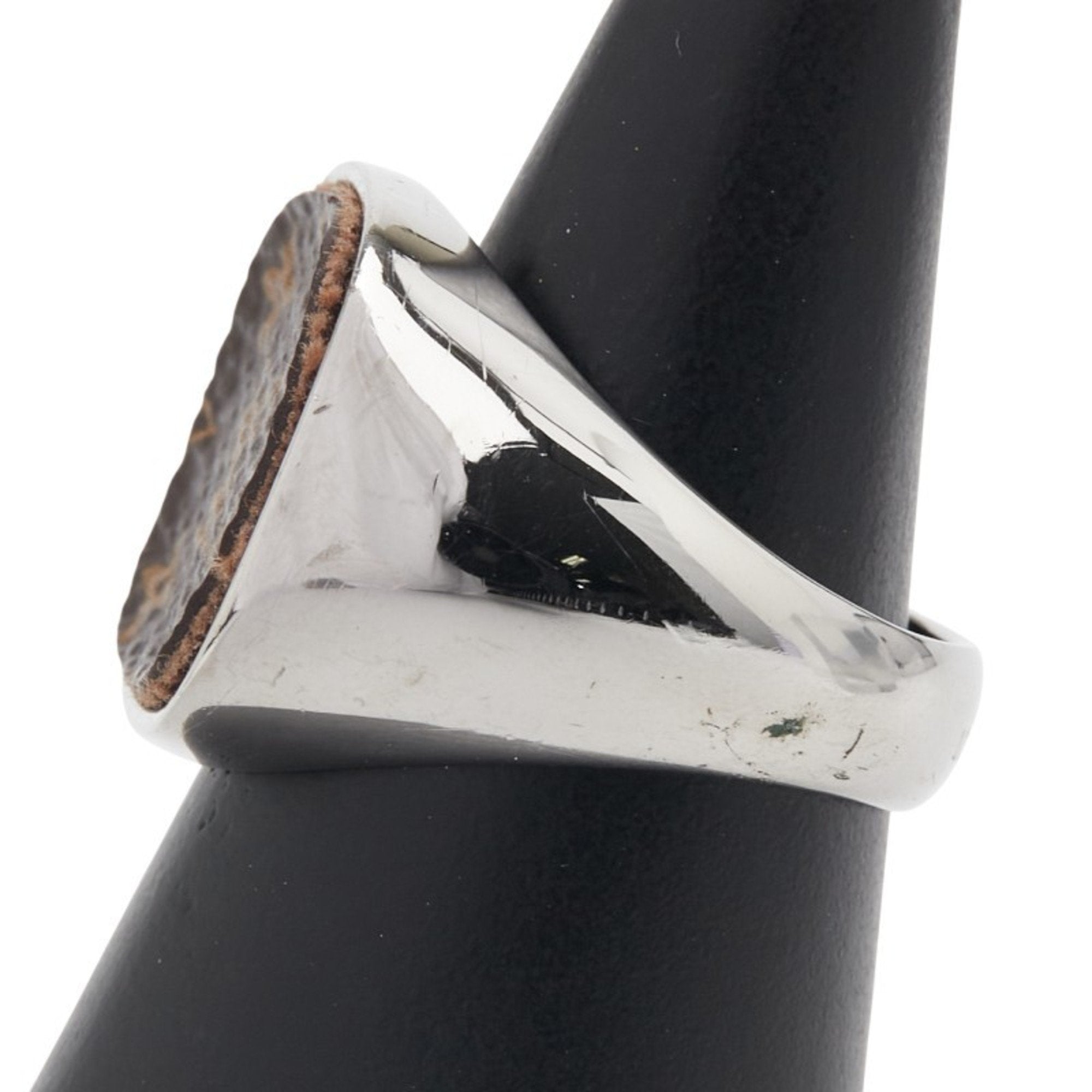 Louis Vuitton Silver Brown Band Ring
