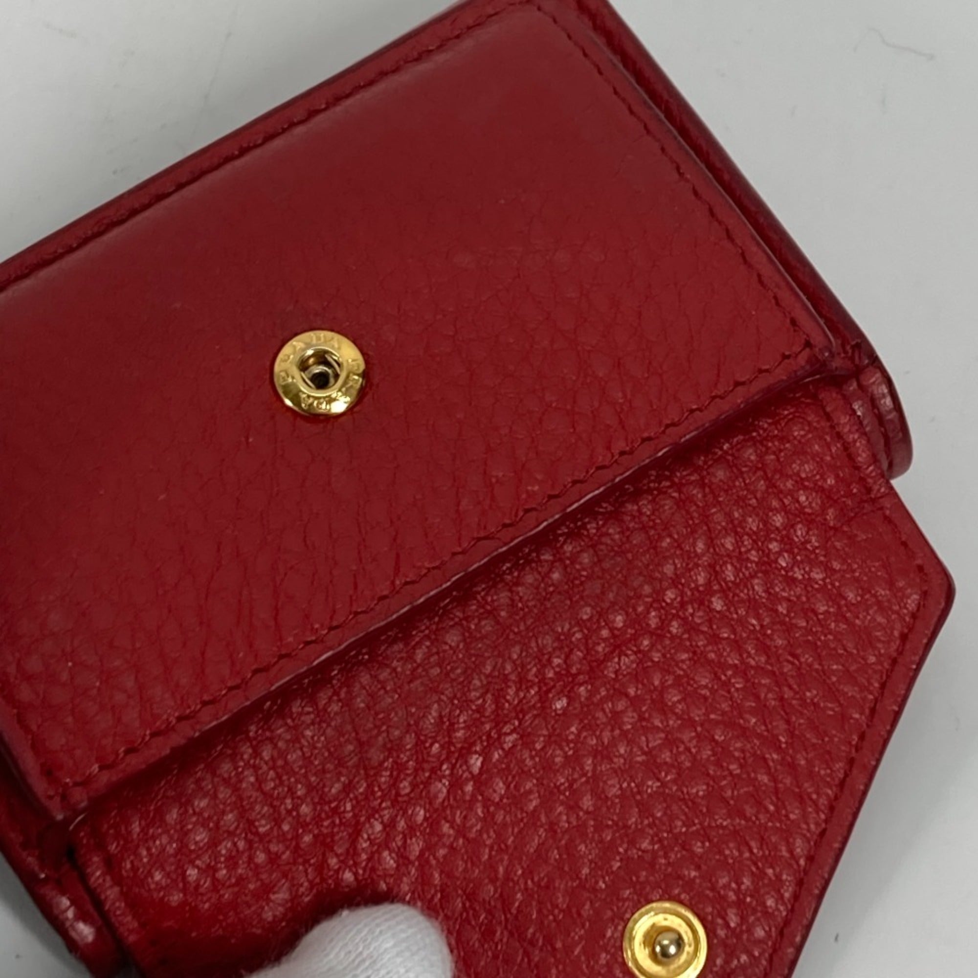 Prada Red Leather Wallet (Tri-Fold)