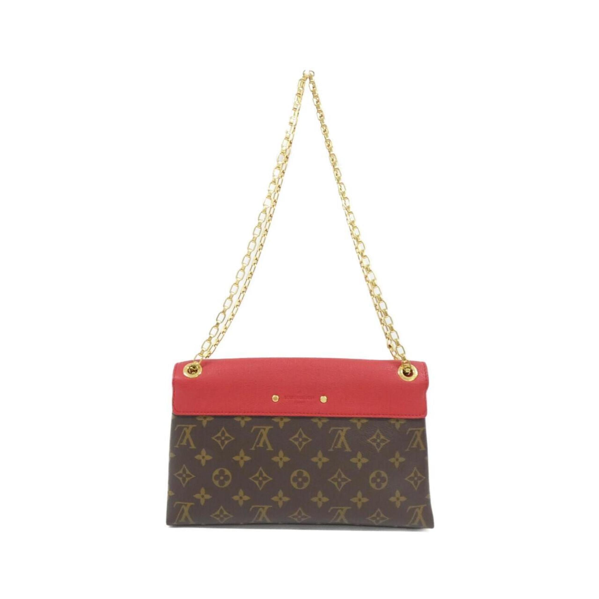 Louis Vuitton Cerise Marron Coated Canvas Leather Shoulder Bag