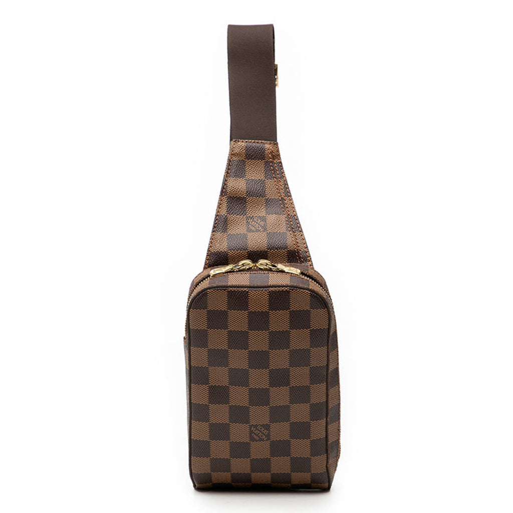 Louis Vuitton Brown Pvc Leather Shoulder Bag Sling Bag