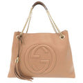 Gucci Beige Leather Shoulder Bag Tote Bag (Pre-Owned)