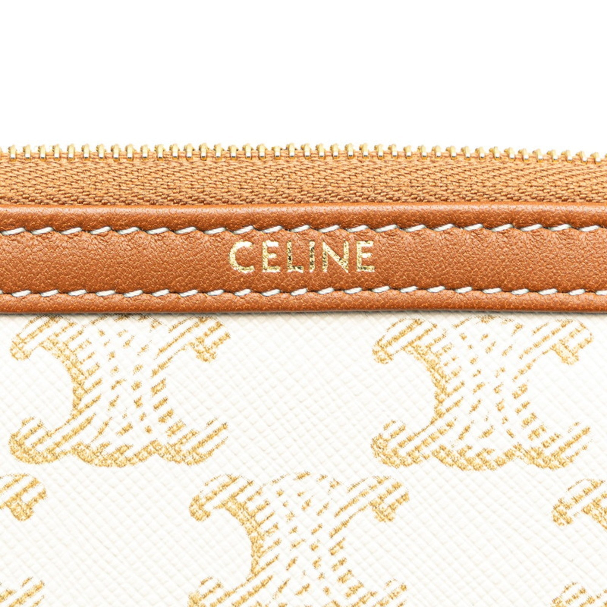 Celine Brown White Pvc Leather Shoulder Bag