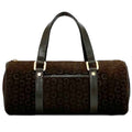 Celine Brown Suede Leather Boston Bag Handbag