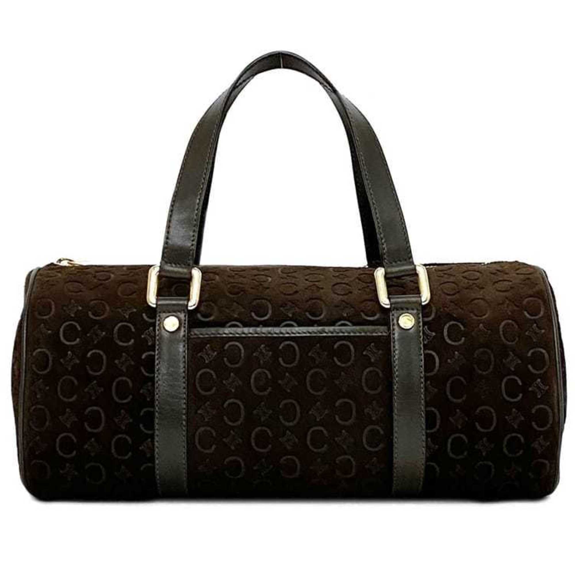 Celine Brown Suede Leather Boston Bag Handbag