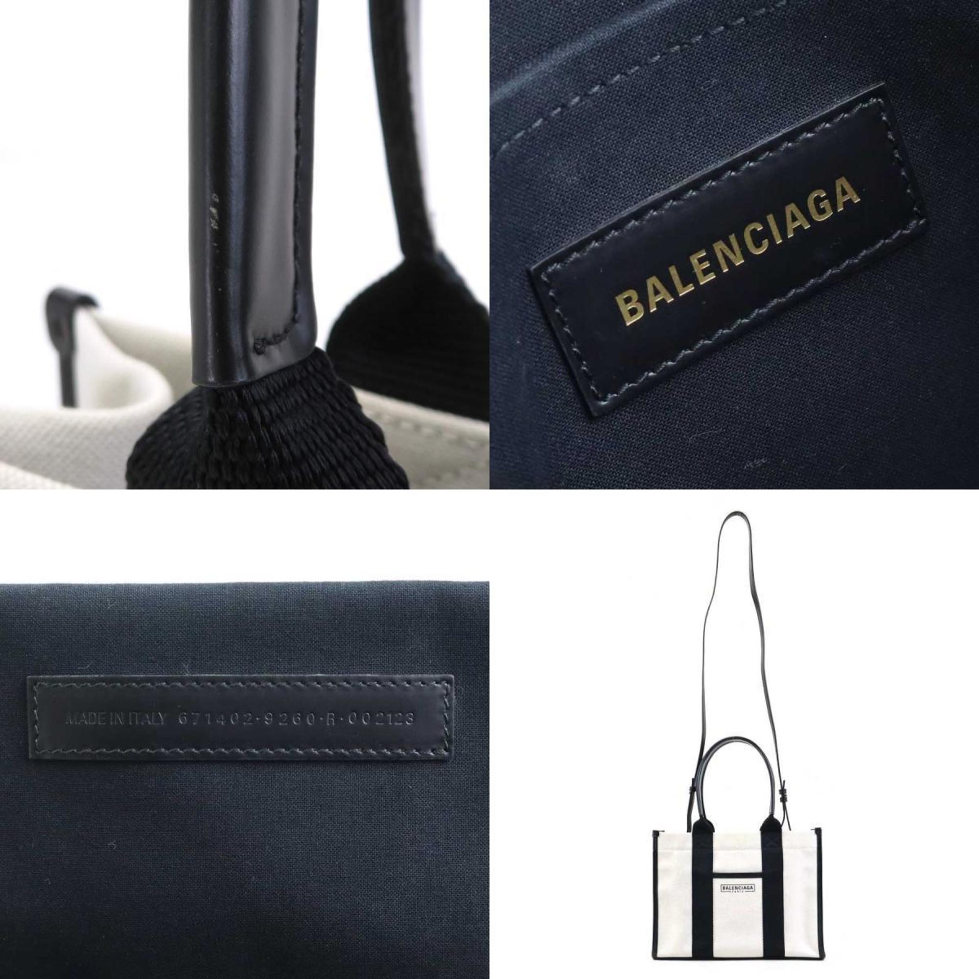 Balenciaga Black Ivory Canvas Leather Handbag Shoulder