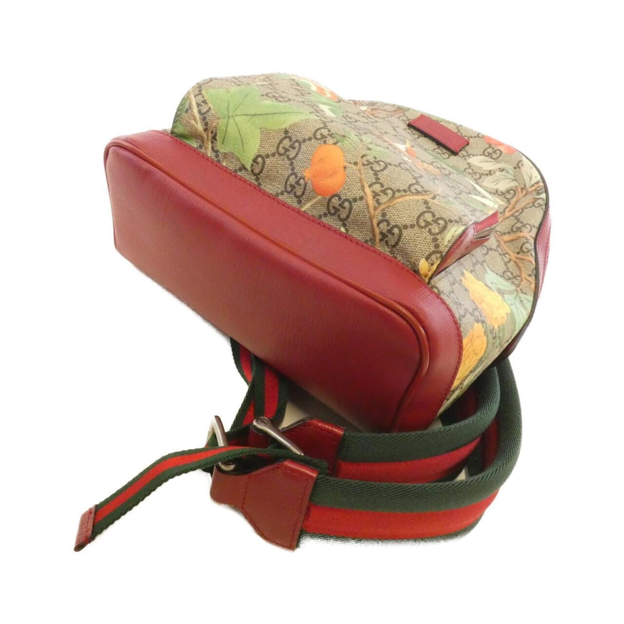 Gucci Beige Red Color Gg Supreme Backpack (Pre-Owned)