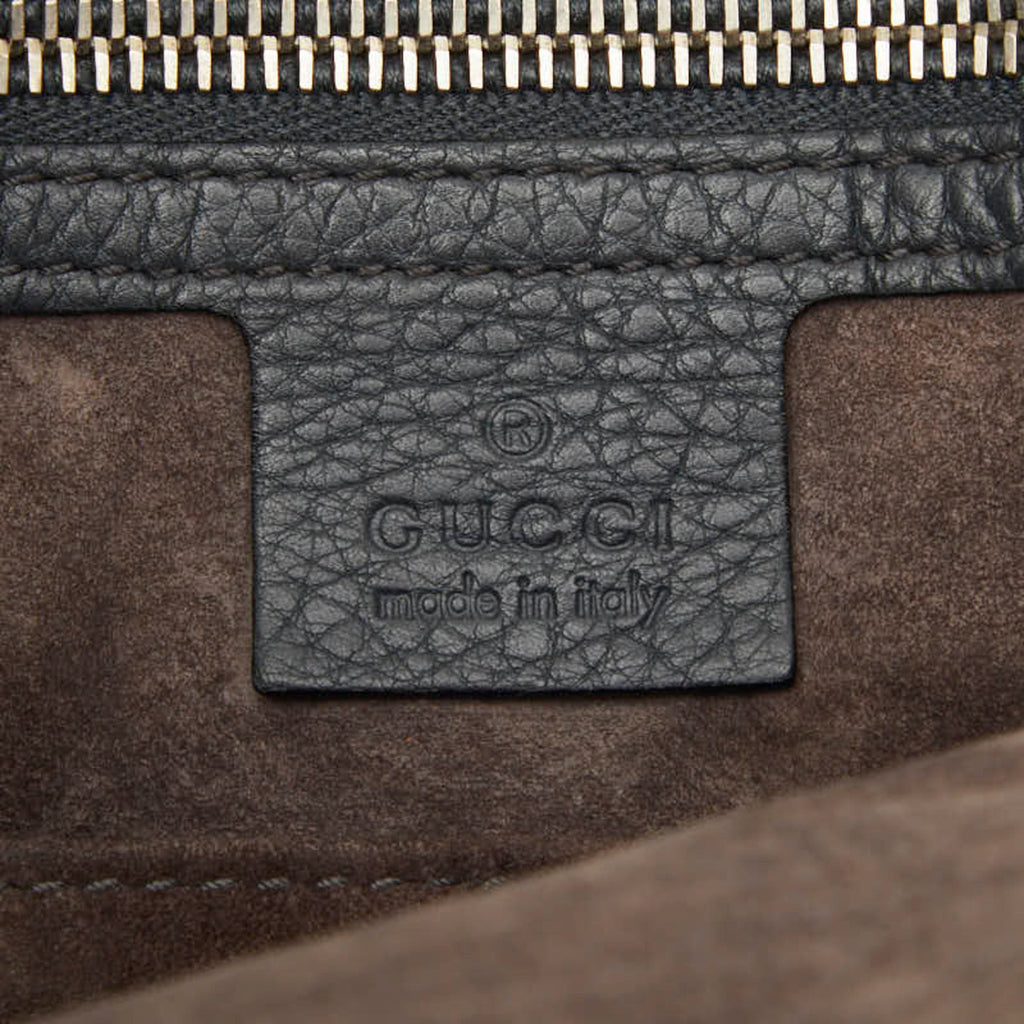 Gucci Black Gray Leather Shoulder Bag (Pre-Owned)