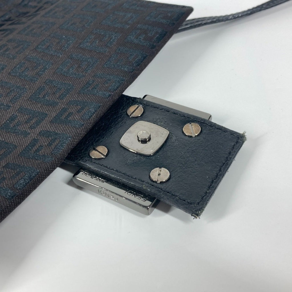 Fendi Black Canvas Leather Pochette Shoulder Bag