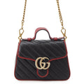 Gucci Gg Marmont Black Red Color Leather Handbag Shoulder Bag (Pre-Owned)
