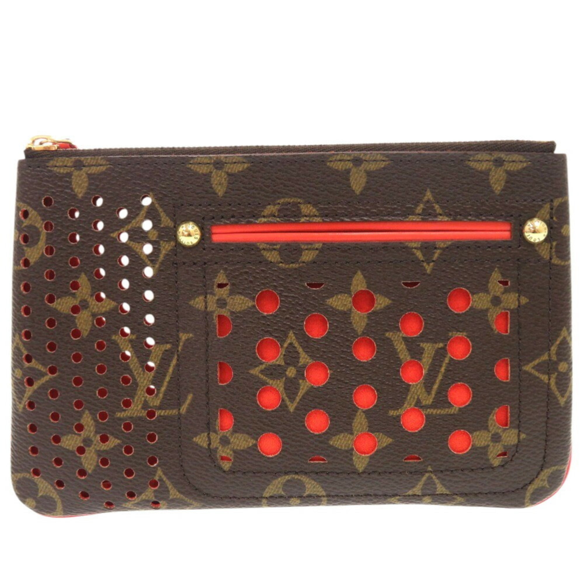 Louis Vuitton Lv Orange Monogram Monogram Perforated Pochette Pouch