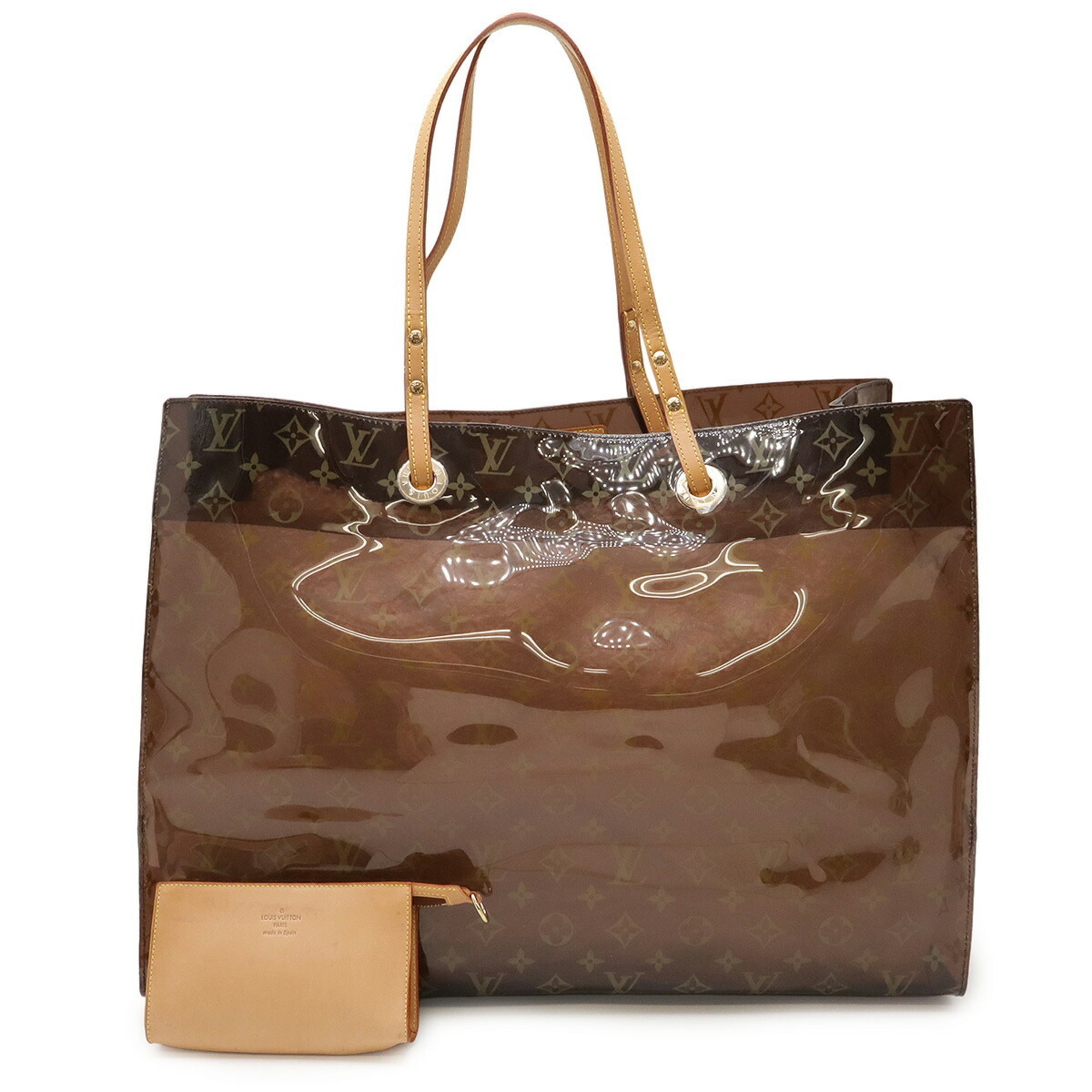 Louis Vuitton Brown Clear Vinyl Leather Beach Bag Shoulder Bag Tote Bag