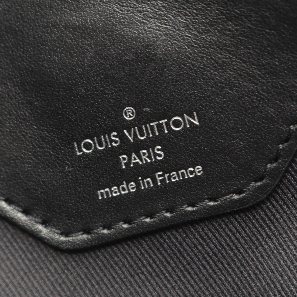 Louis Vuitton Black Leather Canvas Handbag Tote Bag