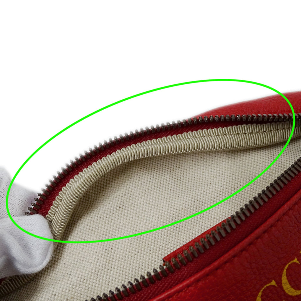 Gucci Red Color Leather Fanny Pack Handbag Sling Bag (Pre-Owned)