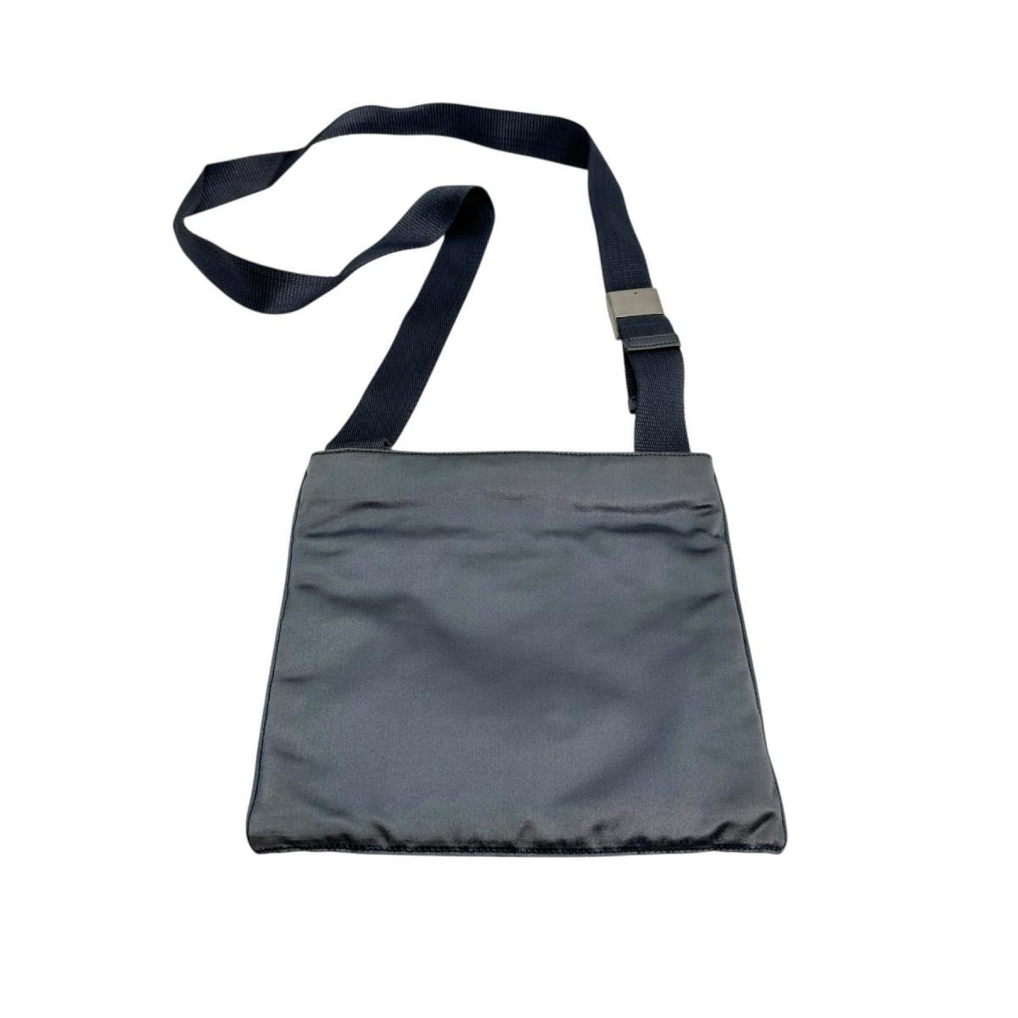 Prada Gray Satin Pochette Shoulder Bag