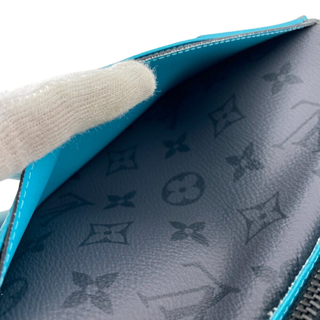 Louis Vuitton Monogram Eclipse Black Turquoise Leather Long Wallet