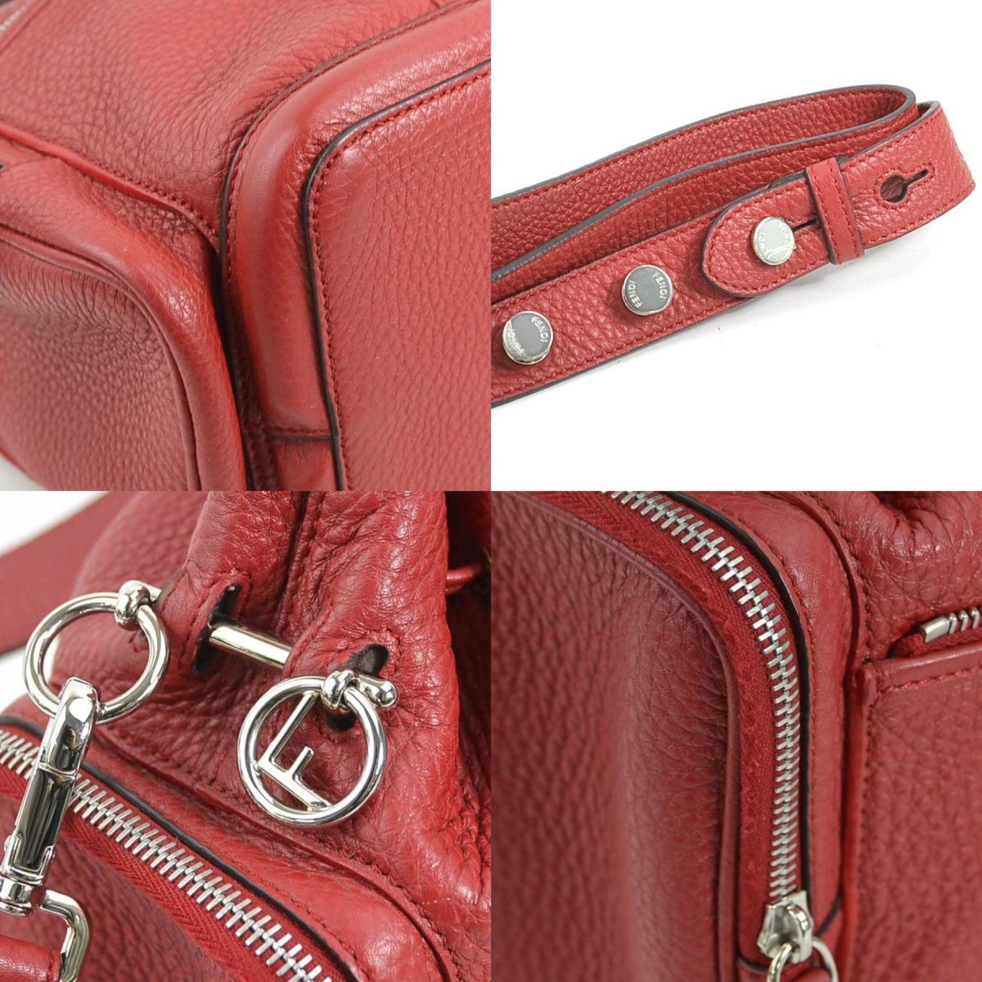 Fendi Burgundy Red Color Leather Shoulder Bag