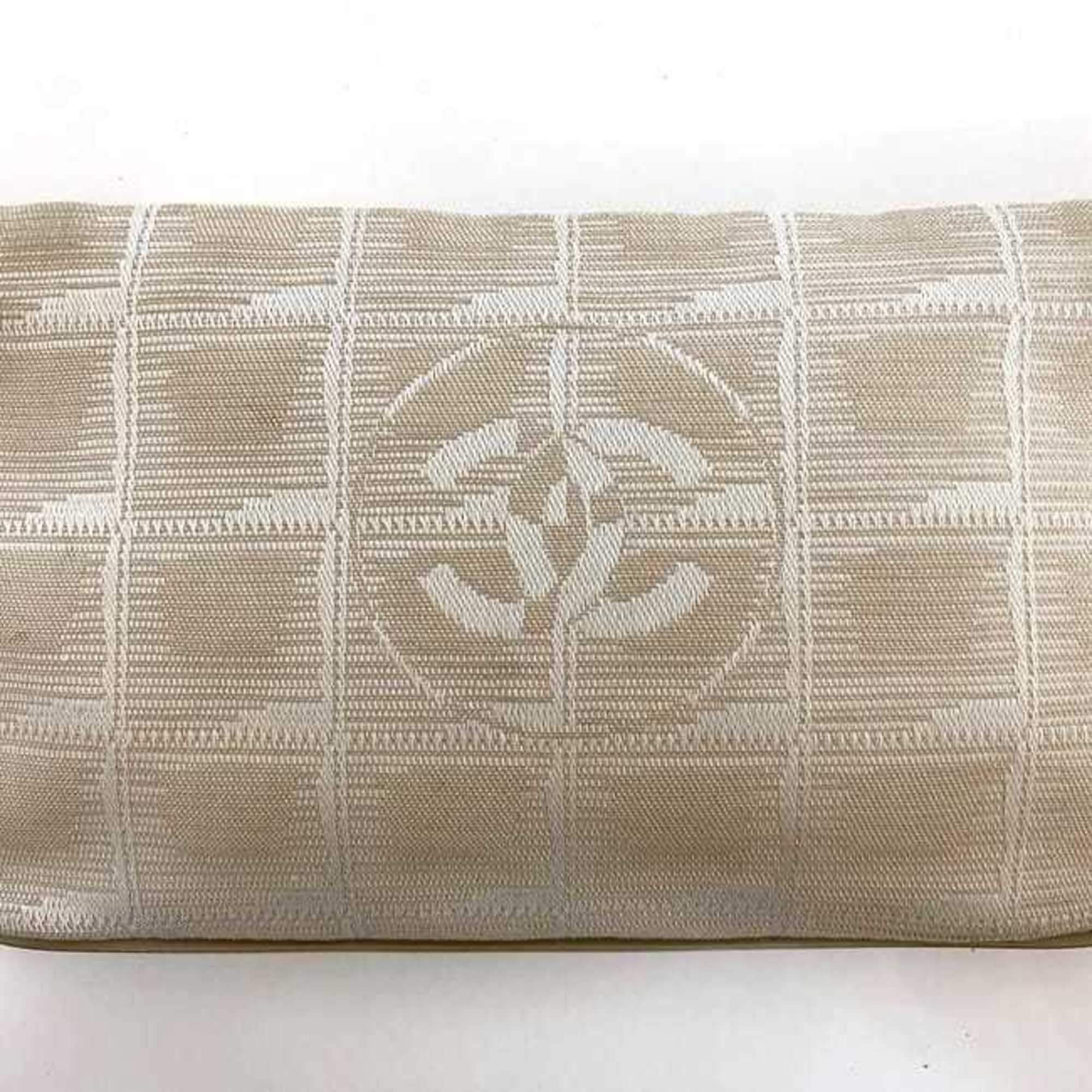 Chanel New Travel Line Beige Nylon Leather Pouch