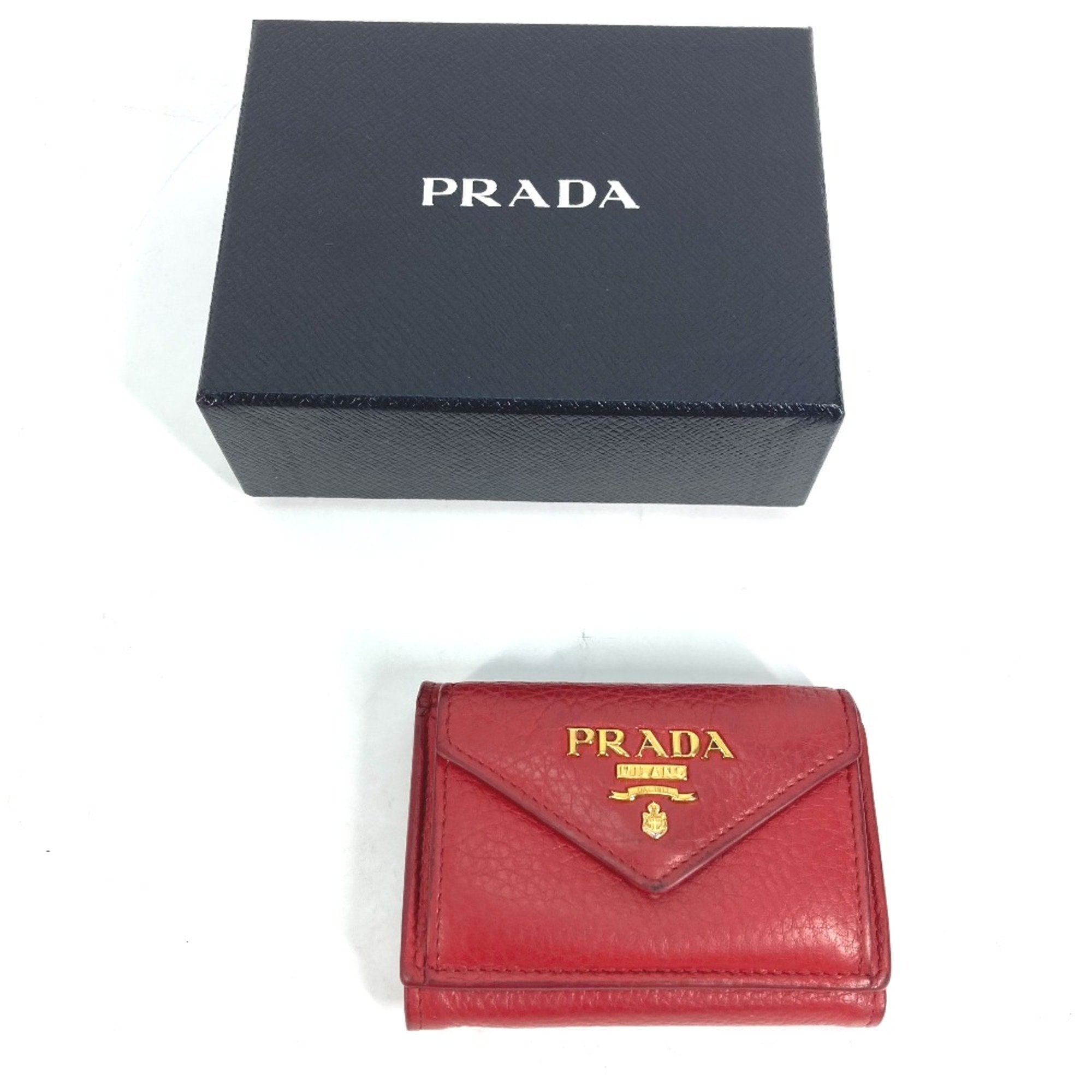 Prada Red Leather Wallet (Tri-Fold)