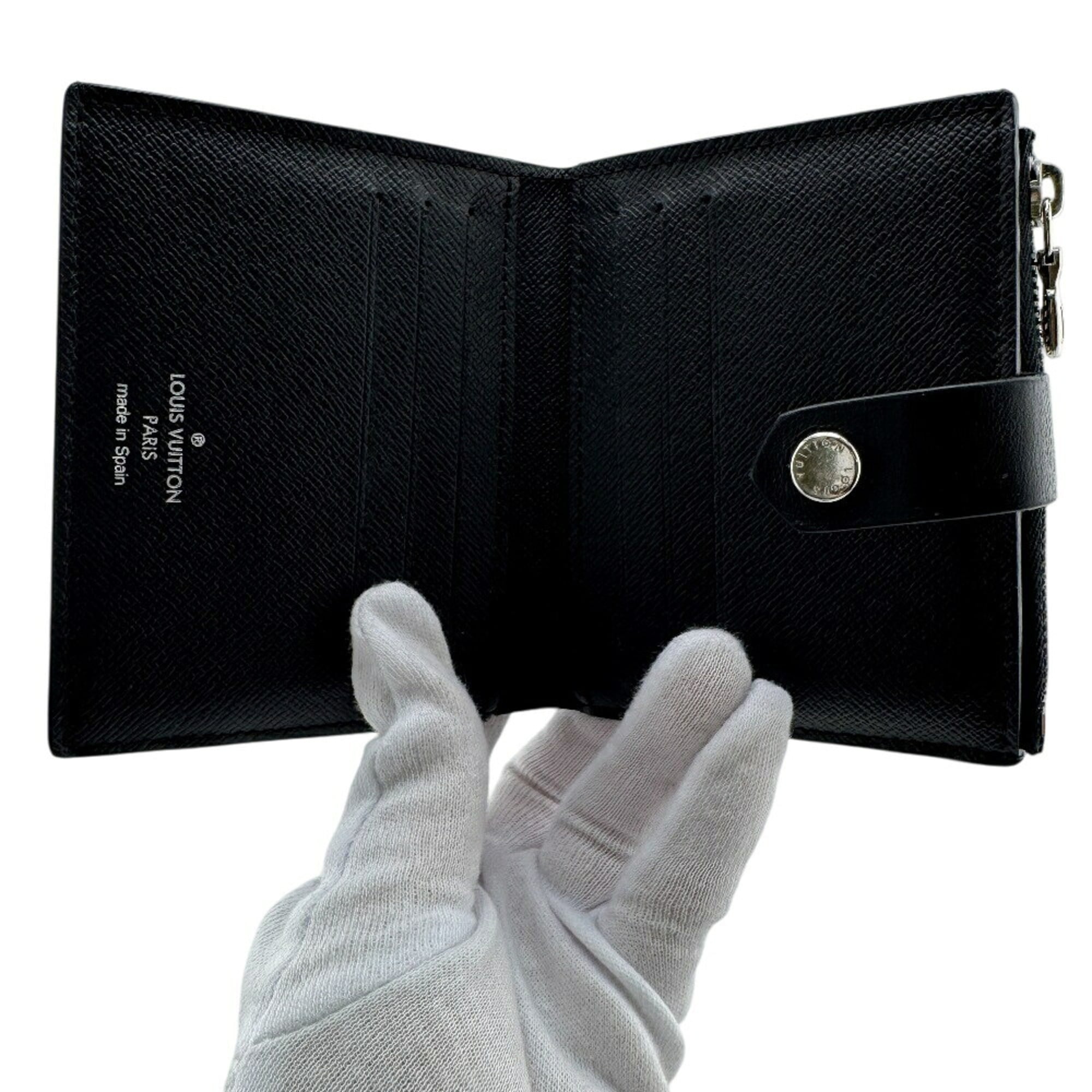 Louis Vuitton Black Gray Leather Wallet