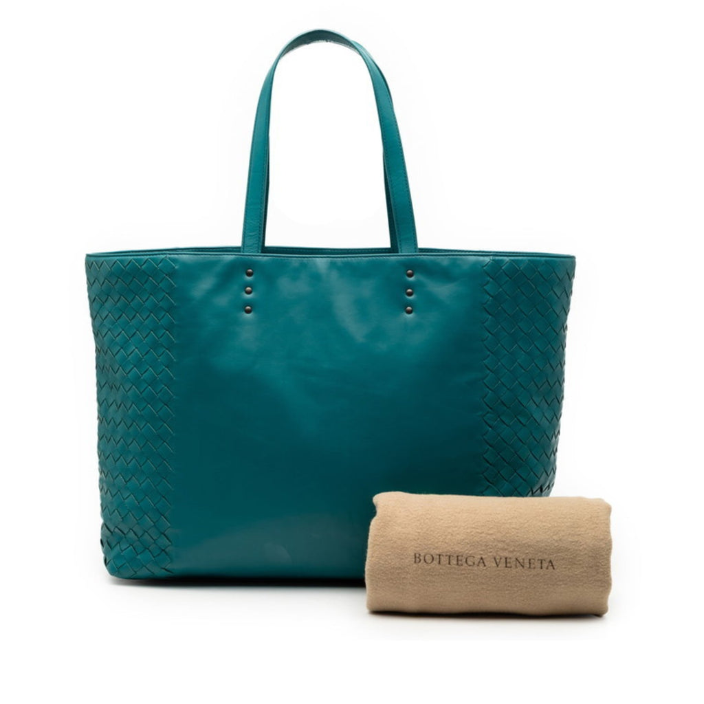 Bottega Veneta Blue Leather Handbag Tote Bag