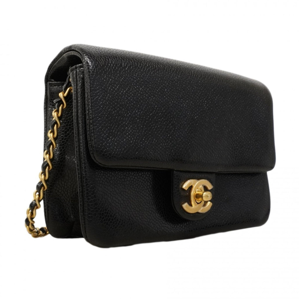 Chanel Black Grained Calfskin Shoulder Bag