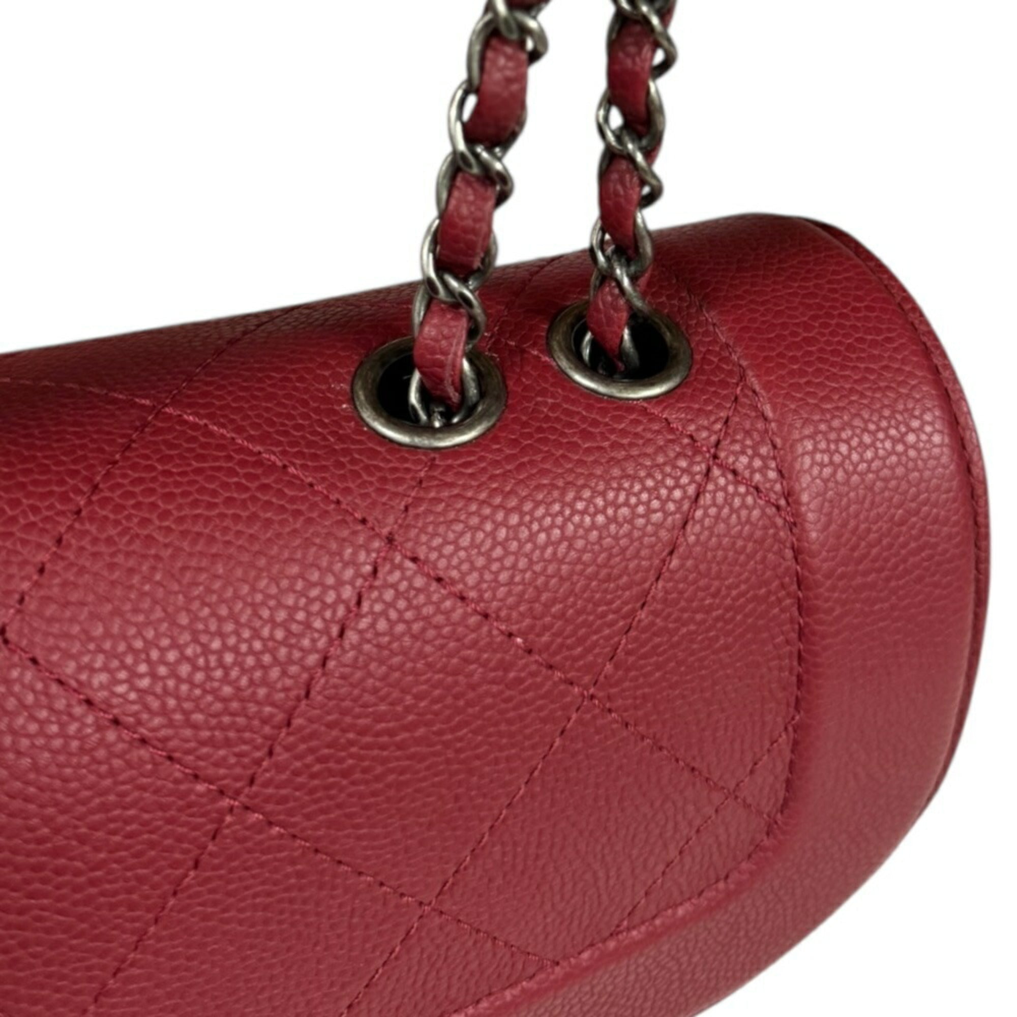 Chanel Matelasse Red Color Leather Shoulder Bag