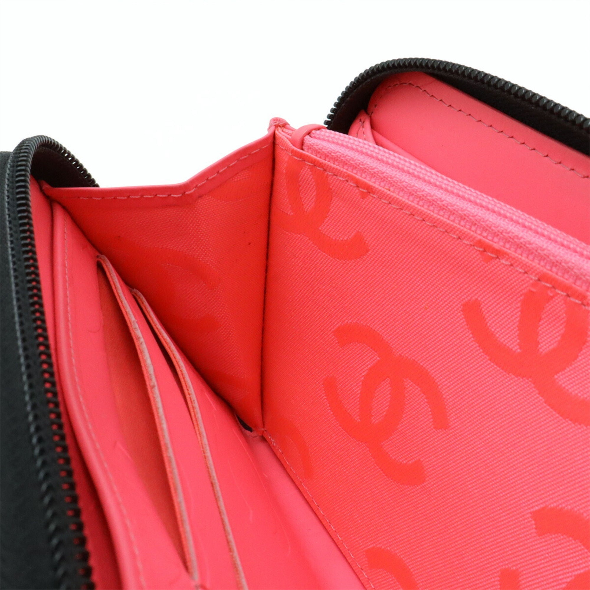 Chanel Black Pink Leather Long Wallet (Bi-Fold)
