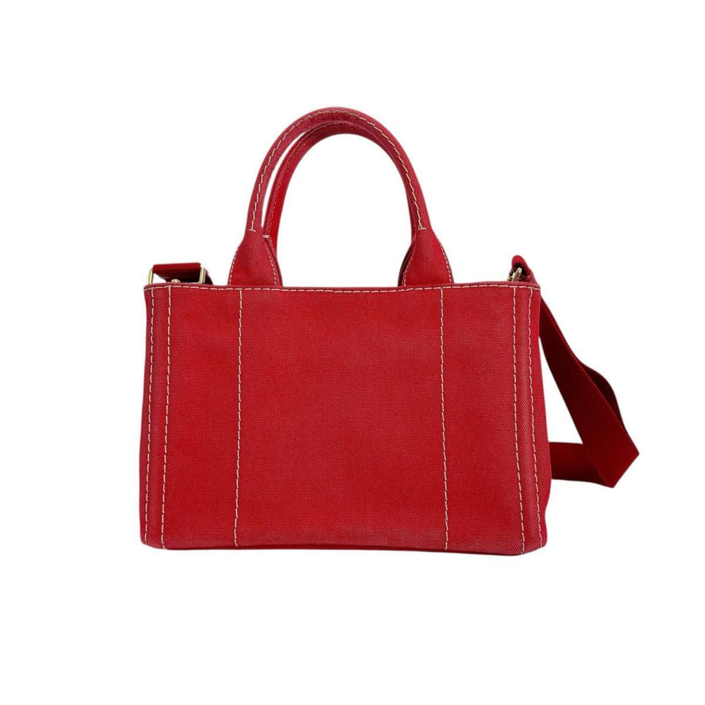 Prada Red Color Canvas Tote Bag