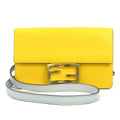 Fendi Light Gray Yellow Leather Shoulder Bag