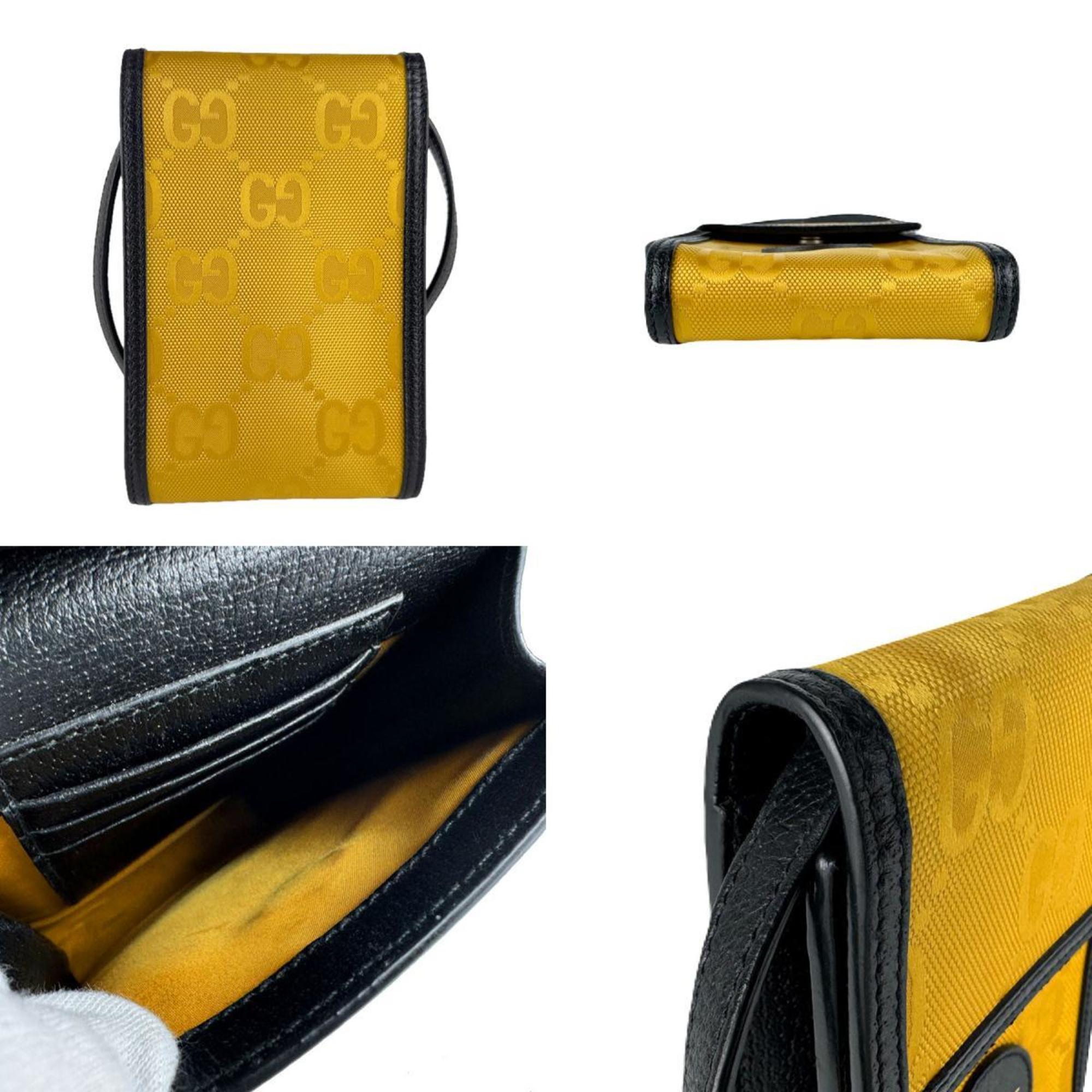 Gucci Black Yellow Nylon Canvas Leather Shoulder Bag (Pre-Owned)