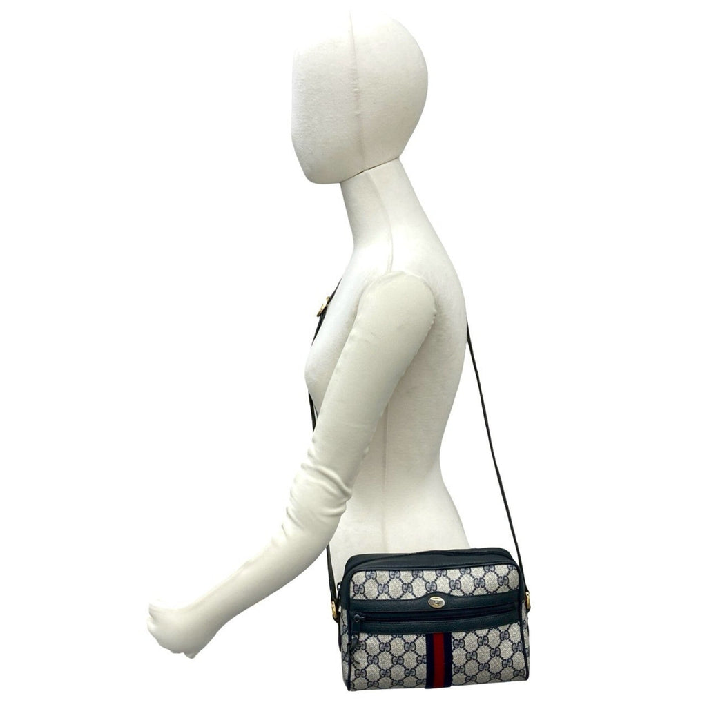 Gucci Navy Red Color Pvc Leather Shoulder Bag (Pre-Owned)