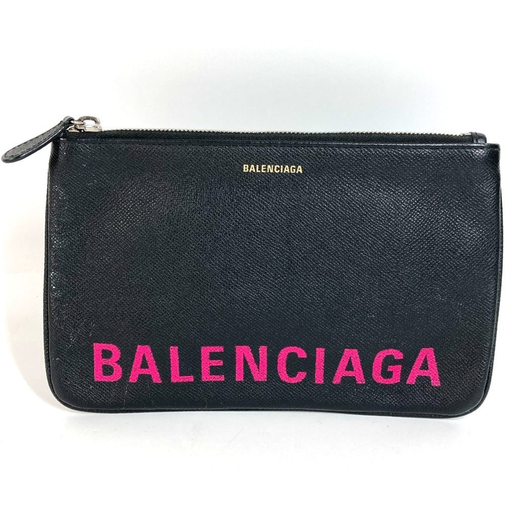 Balenciaga Black Pink Leather Clutch Bag Hand