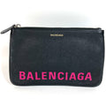 Balenciaga Black Pink Leather Clutch Bag Hand