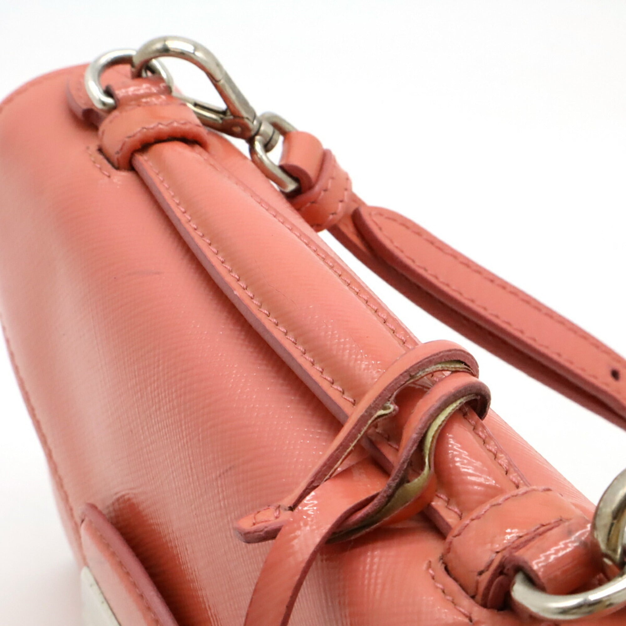 Prada Saffiano Begonia Pink Leather Handbag Pochette Shoulder Bag