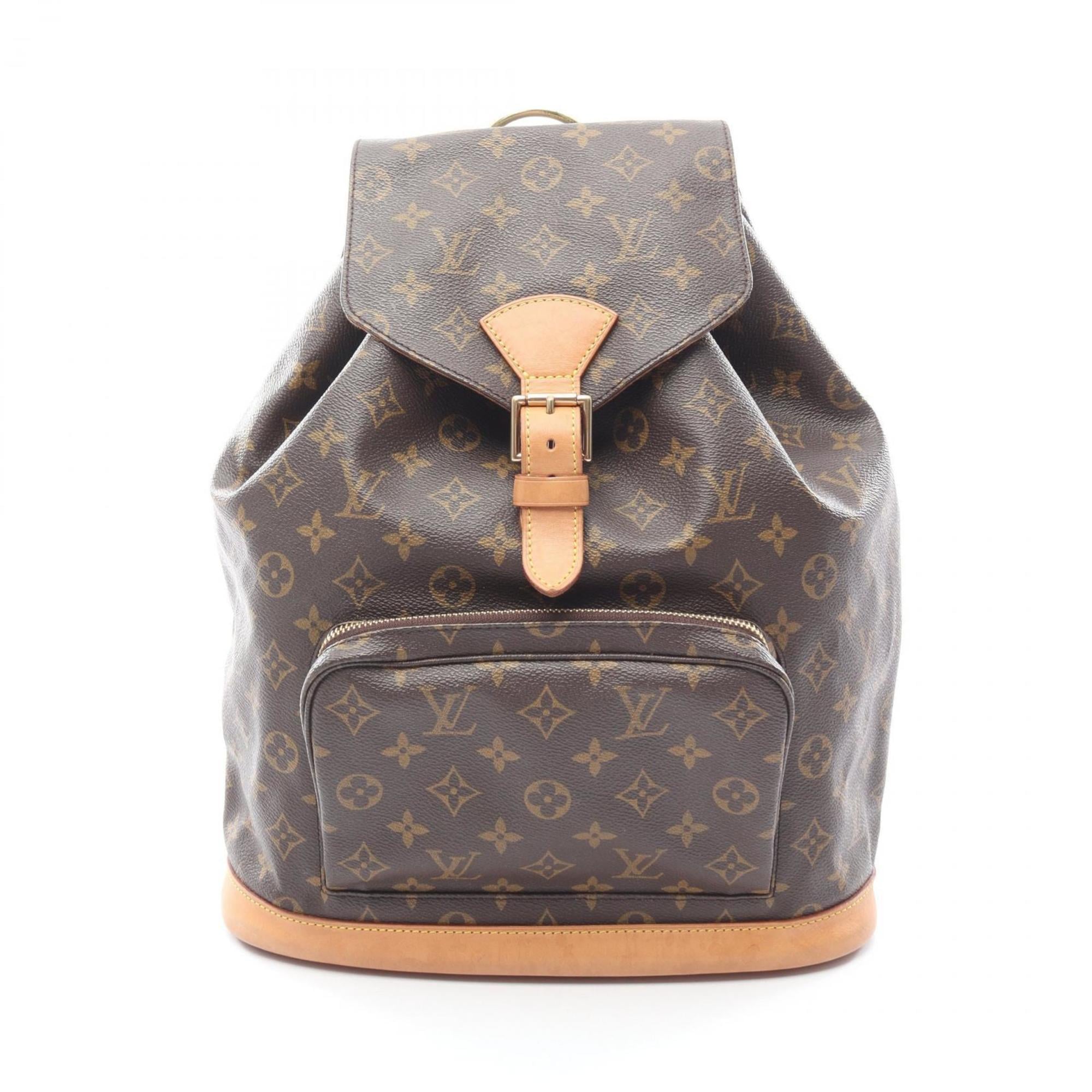 Louis Vuitton Brown Coated Canvas Leather Backpack Handbag