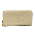 Chanel Beige Leather Long Wallet (Bi-Fold)